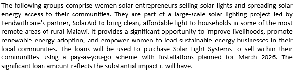 Solar Energy groups Malawi